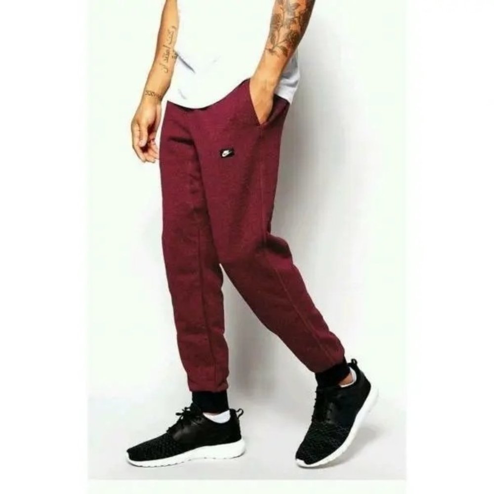 Nike AW77 Cuff Slim Fit Red Maroon Black Large 839598-677 Sweatpants